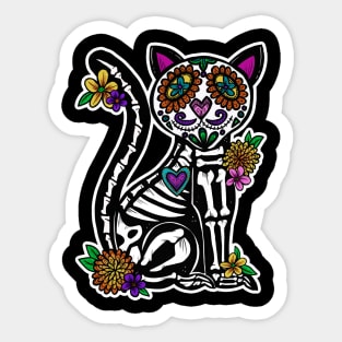 Dia de Los Muertos Gato Day of the Dead Sugar Skull Cat Sticker